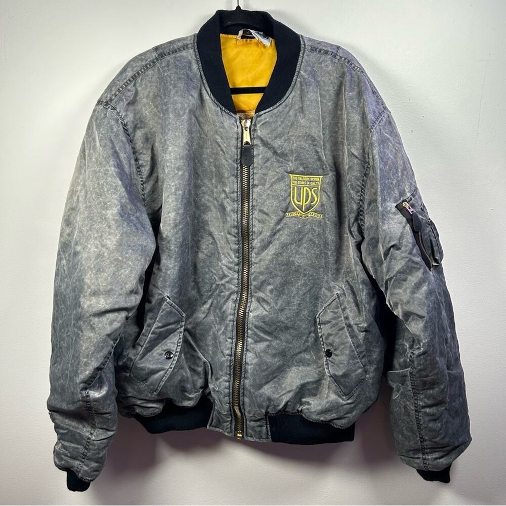 VTG UPS Prime-Time Merchandise Washed Full Zip Bomber Jacket Coat Men’s Size XL